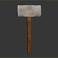 Worn Metal Head Hammer Hardware Tool With Wooden Handle Isolated On Dark Background