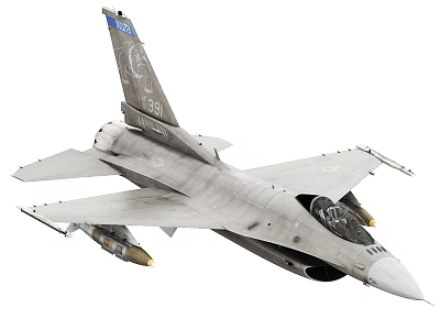 Gray Military Fighter Jet With Number 58 Missiles Tail Insignia And Cockpit 3d model
