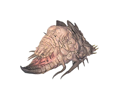 Alien Creature Character With Spiked Head And Rough Textured Exterior 3d model