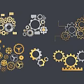Mechanical Style Wall Decor With Gold And Gray Decorative Gears Design 3d model