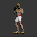 Male Boxer Wearing Black Boxing Gloves White Shorts and Yellow Shoes