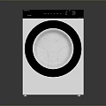Modern Front Load Washing Machine With White Body And Black Control Panel