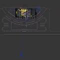 Modern Exhibition Display With Transparent Spheres Colorful Curtains Lighting And Cylindrical Pillars