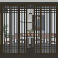 New Chinese-style sliding door 3d model