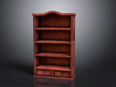 Sturdy Classic Wooden Bookshelf With Multiple Shelves And Bottom Drawers 3d model