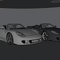 Two Silver And Black Convertible Sports Cars With Shiny Exterior Design