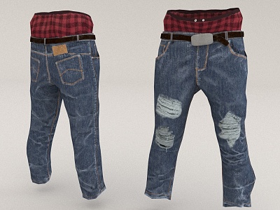 jeans low waist pants 3d model