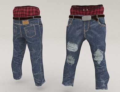 jeans low waist pants 3d model