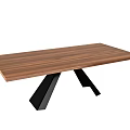 Modern Wooden Dining Table With Rectangular Tabletop And Black Metal Legs 3d model