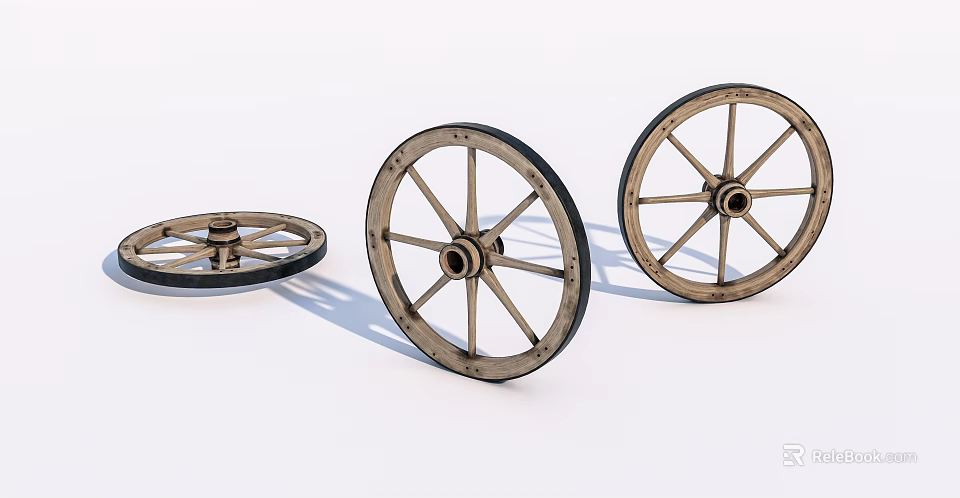 Vintage Bicycle Wheels With Spoked Design And Classic Wooden Rims 3d model 