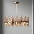 Elegant Leaf Shaped Transparent Chandelier With Metal Frame And Warm Lighting 3d model