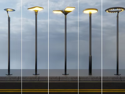 Outdoor Lights With Various Designs For Street And Garden Illumination 3d model