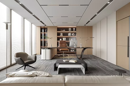 modern general manager office chairman office boss office 3d model