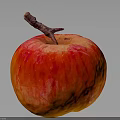 Shiny Juicy Red and Orange Apple with Stem on Dark Background