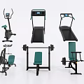Modern Home Gym Fitness Equipment With Treadmill Exercise Bike Weight Bench And Dumbbells