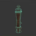 Red Decorative Household Column Ornament with Intricate Carvings and Ornate Top for Home Living Space