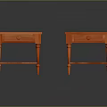 Two Red Wooden Side Tables With Drawers And Lower Shelves For Living Room