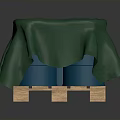 Protective Green Cloth Covered Household Item Placed On Sturdy Wooden Pallet