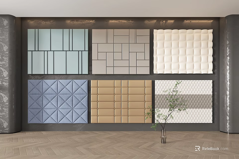 Stylish Wall Panels With Various Designs And Textures For Interior Decoration 3d model 
