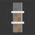 Modern Multi Level Building Model With Wooden Stairs And Glass Walls Tiered Platforms On Base