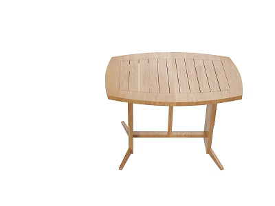 Modern Wooden Coffee Table Hexagonal Design With Striped Top And Sturdy Cross Legs 3d model