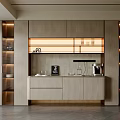 Modern Sideboard Interior Design With Lighting Open Storage Shelves And Countertop