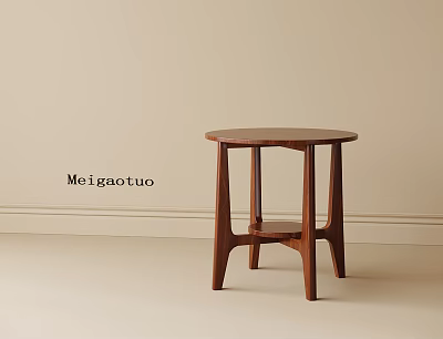 Modern Wooden Side Table With Round Top And Sturdy Legs Design 3d model