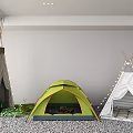 Various Stylish Tents Including Teepee Green Dome And White With String Lights On Pebble Ground