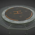 Industrial Equipment Circular Platform With H Logo Metal Mesh And Support Legs