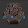 Red Futuristic Tank with Mechanical Armor Cannon Blue Elements and Detailed Sci Fi Design