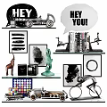 Ornament and Decorative Figurine Collection with Car Model Speech Bubble Decor Elephant Seahorse and Clock
