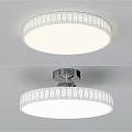 Decorative Round Flush Mount Ceiling Light With Wheat Pattern White Lampshade And Silver Metal Base 3d model