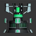 Futuristic Sci Fi Device 3D Model With Green Glowing Accents And Black White Structure