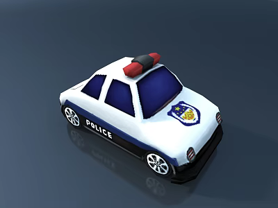 Functional Police Vehicle With White Body Blue Windows Red Emergency Lights And Badge 3d model