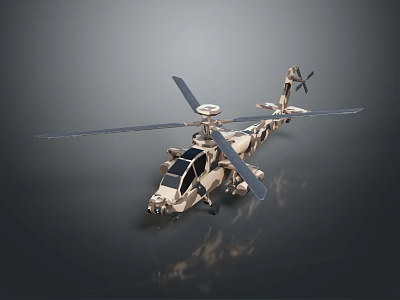 Highly Detailed Military Armed Helicopter Model With Metallic Fuselage Rotor Blades And Weapons 3d model