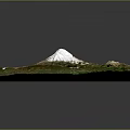3D Terrain Model of Snow Capped Volcano with Lush Green Vegetation Landscape
