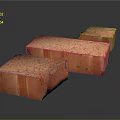 Red Brick Coffee Table With Three Red Bricks As Decorative Structure 3d model