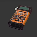 Handheld Label Printer With Orange And Black Design Keyboard Screen And Paper Outlet