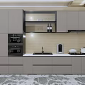 Modern Kitchen Interior Design With Gray Cabinets Built-in Appliances And Sleek Countertop