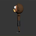 Cartoon Monkey Character 3D Model With Big Eyes Brown Body Black Shorts And Outstretched Arms