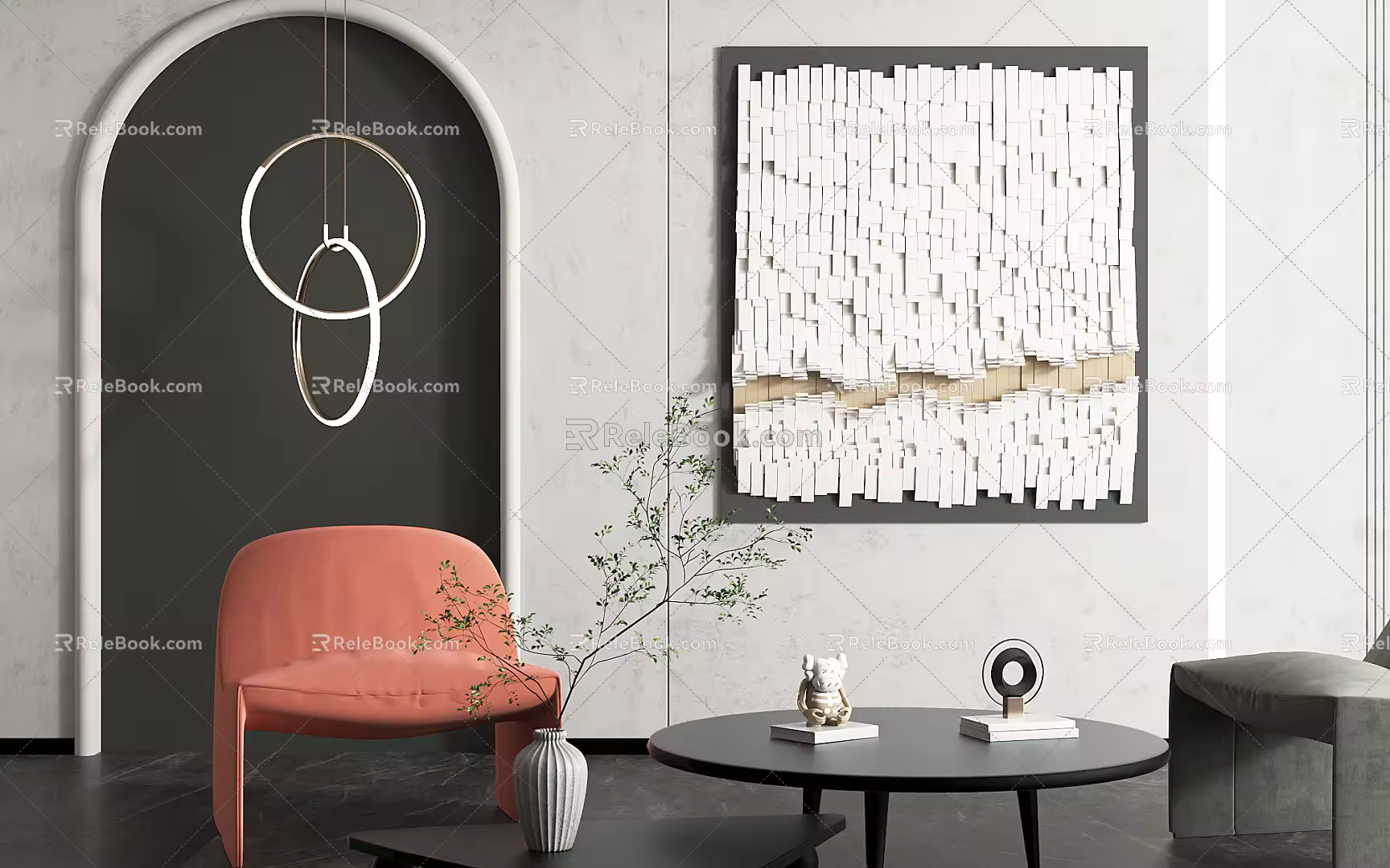 Modern leisure table and chair combination single chair combination 3d model