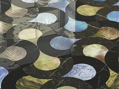 Decorative Circular Components with Various Colors and Glossy Surfaces in Regular Pattern 3d model