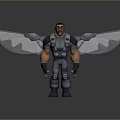 3D Sci Fi Fantasy Humanoid Character With Bat Like Wings And Armored Tech Suit Design
