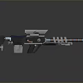 Futuristic Weapon Featuring Mechanical Components Metallic Surface and Advanced Structural Design