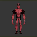 Game Movie Character Deadpool 3D Model With Red Black Costume And Masked Muscular Look