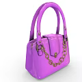 Fashionable Purple Glossy Handbag With Top Handle And Gold Chain Decoration