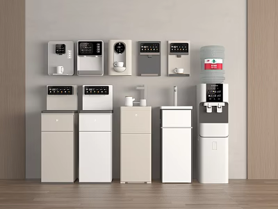 Daily Electrical Appliances Modern Home Display With Coffee Maker Microwave And Water Dispenser 3d model