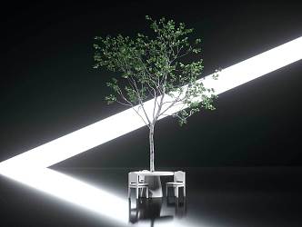 Modern landscape table trees leisure table and chair combination 3d model