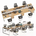 Modern Office Work Desk Setup With Ergonomic Chairs Computers And Office Supplies 3d model