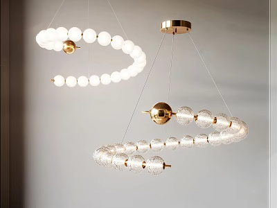 Modern Spiral Chandelier Design With Glass Globes And Gold Metal Accents 3d model